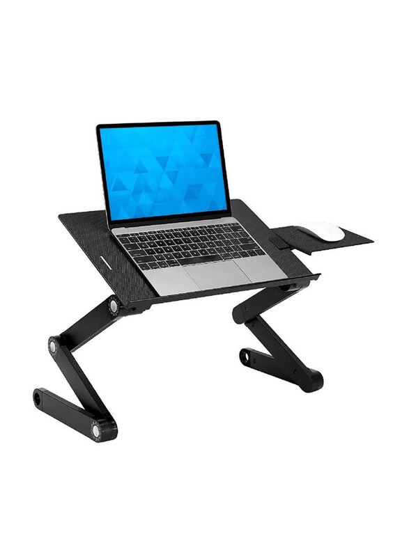 Gennext Easy to Use Ergonomic Adjustable Laptop Stand with Built-in Cooling Fans and Mouse Pad Tray for All Laptop, Black