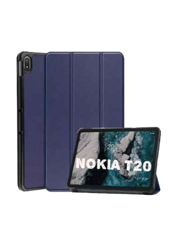 Nokia T20 Trifold Slim Stand Mobile Phone Case Cover, Blue