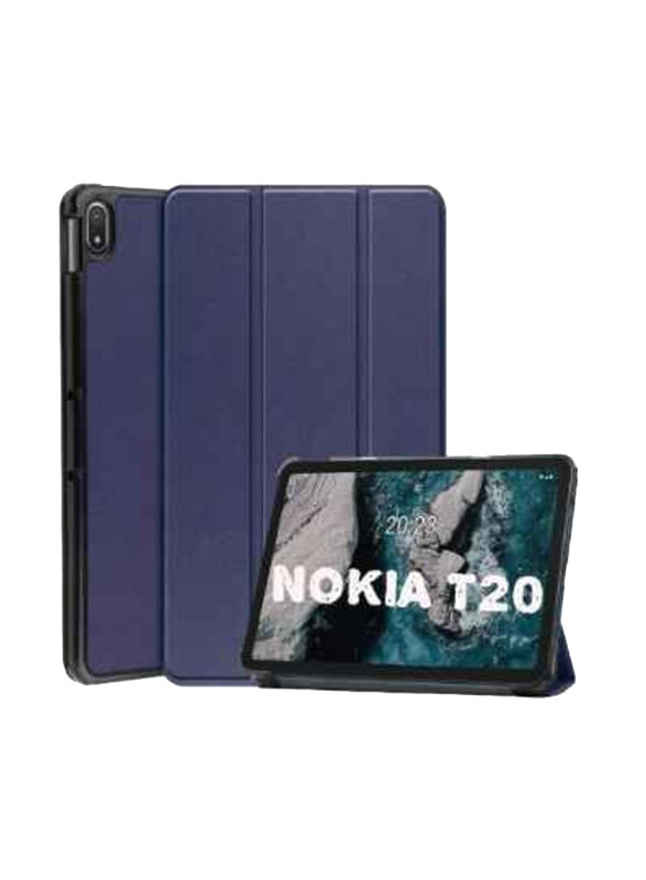 

Generic Nokia T20 Trifold Slim Stand Mobile Phone Case Cover, Blue