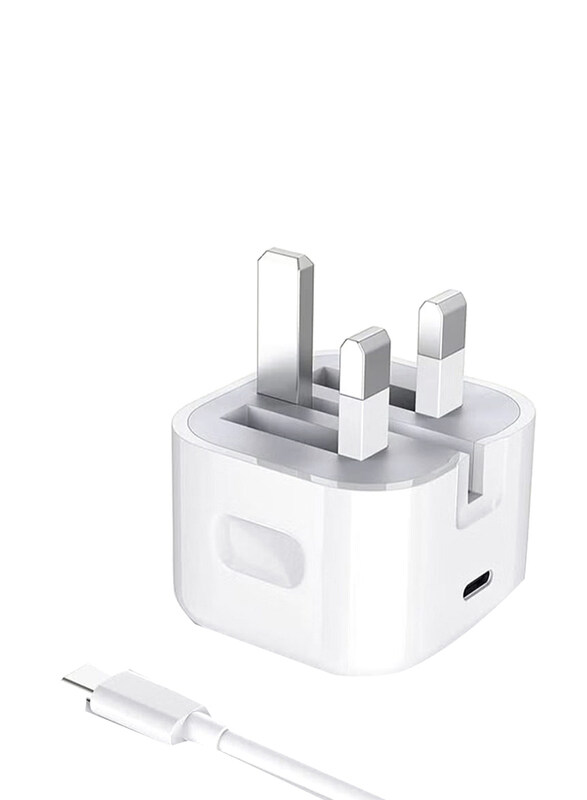 

Gennext 20W Fast Charge Foldable Plug Wall Adapter, with USB Type-C Charging Cable for Smartphones, White