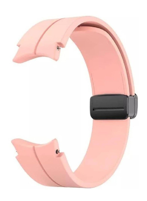 Gennext Silicone Strap Magnetic folding Buckle for Samsung Galaxy Watch 4/4 Classic/5/5 Pro/6/6 Classic, Pink