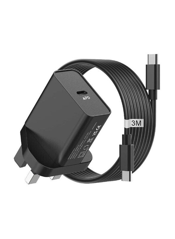 

Gennext Fast Charger Wall Charger with 3-Meter USB Type-C Cable, 25W, Black