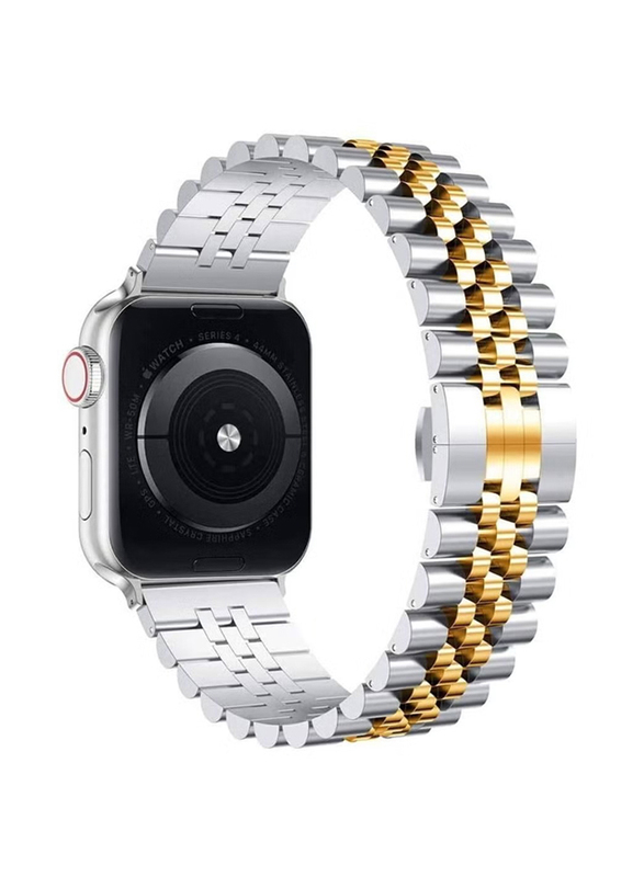 Zoomee Replacement Stainless Steel Metal Bracelet Band for Apple Watch 41mm/40mm/38mm, Silver/Gold