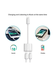 Gennext 2 in 1 Dual Lightning Charger and Headphones Adapter & Splitter, Lightning to Lightning for iPhone/iPad/Support Calling/Charging/Music Control, White