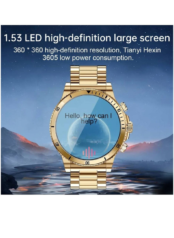 Smart Activity with Heart Rate Blood Pressure Sleep Monitor Bluetooth Call IP67 Waterproof Smartwatch, Gold