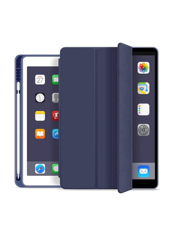 

Gennext Apple iPad 9th/8th/7th Gen 2021/2020/2019/iPad Air 3rd Gen/iPad Pro Mobile Phone Case Cover with Pencil Holder Foldable Stand, Deep Navy Blue