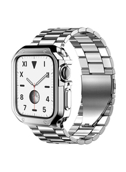 Zoomee Stainless Steel iWatch Band Strap for Apple Watch Series 8 7 6 5 4 3 SE 45mm/44mm/42mm, Silver