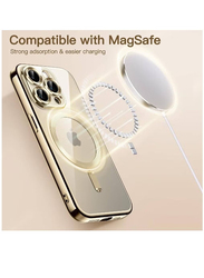 Apple iPhone 15 Pro Max Camera Lens Full Protection with MagSafe Wireless Charging Electroplated Shockproof Soft TPU Mobile Phone Case Cover, Gold