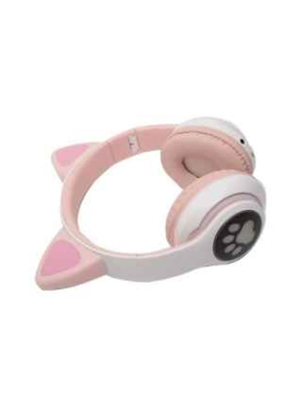 Gennext LED Light Cat Wireless Over-Ear Headphones, Pink