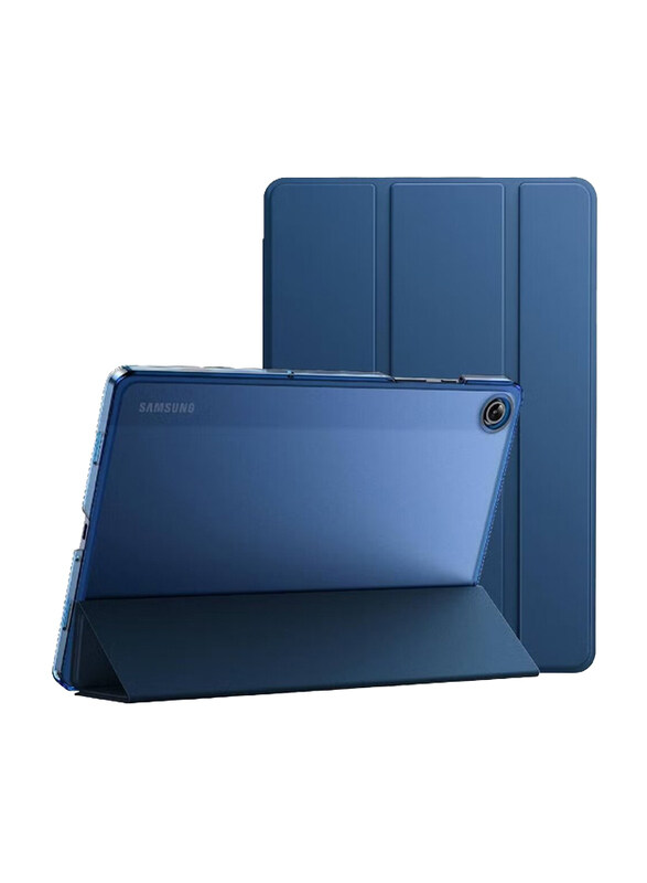 

Generic Samsung Galaxy Tab A9 Plus Slim Translucent Back Tri-Fold Folio Stand Protective Tablet Case Cover Auto Wake Sleep, Blue