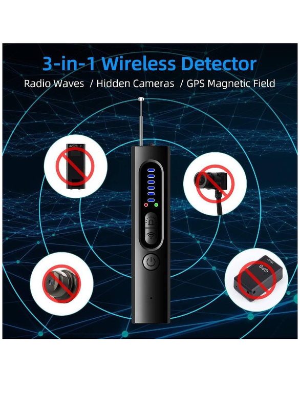 RF Signal Scanner Anti Spy Hidden Camera Detector for Home & Office, Black