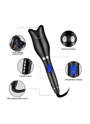 Automatic Hair Curler Ceramic Rotating for Stunning Wavy Hair with Display and Adjustable Temperature, Black