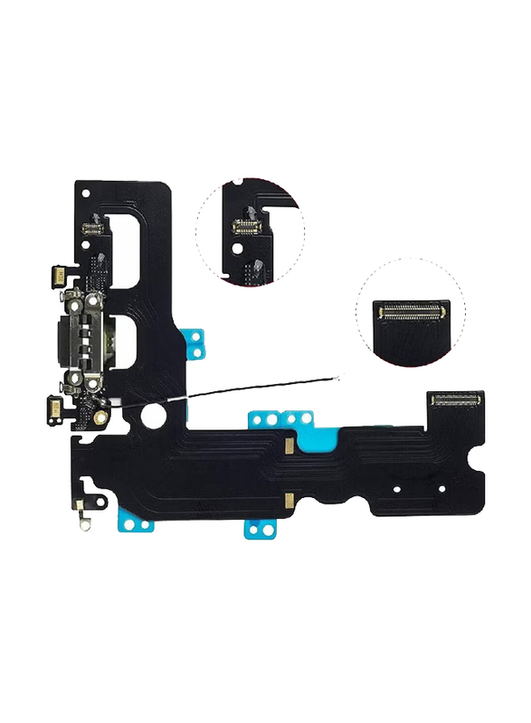 Gennext USB Charging & Headphone Jack Port Dock Connector + Mic Flex Cable + Cellular Antenna Replacement for Apple iPhone 7 Plus, Black