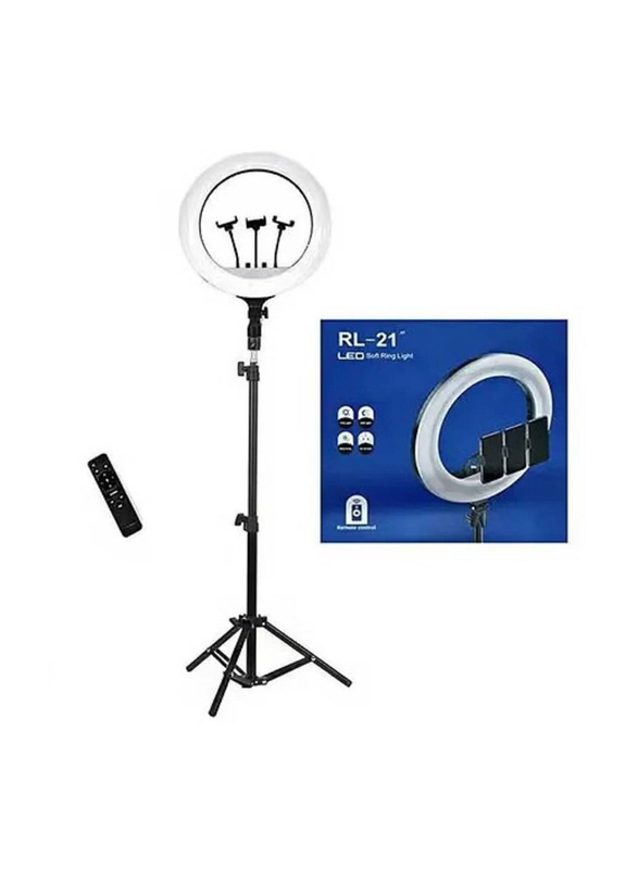 Gennext 21 inch Professional Big LED Selfie Ring Light With 3 Mount Phone Holders, Black/White