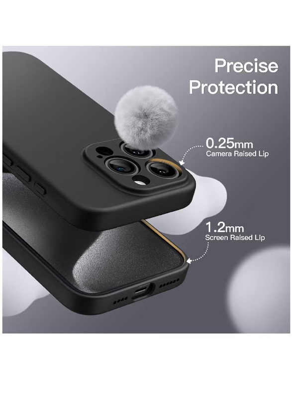 Apple iPhone 15 Pro Max 6.7 Inch Protective Slim Shock-Absorption Camera Protection Silicone MagSafe Wireless Charging Mobile Phone Case Cover, Black