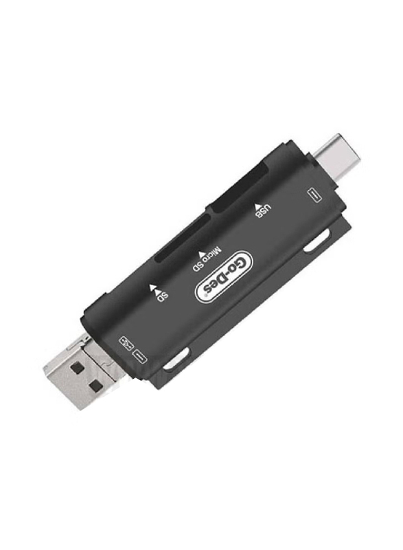 Go-Des 3 in 1 OTG Memory Card and Flash Reader, GD-DK108, Black