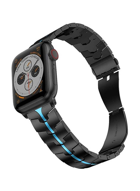 Gennext Stainless Steel Band for Apple Watch 44mm/42mm/45mm, Black/Blue