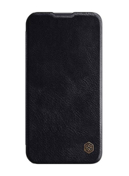 Nillkin Apple iPhone 14 Premium Leather Mobile Phone Flip Case Cover With Card Holder, Black