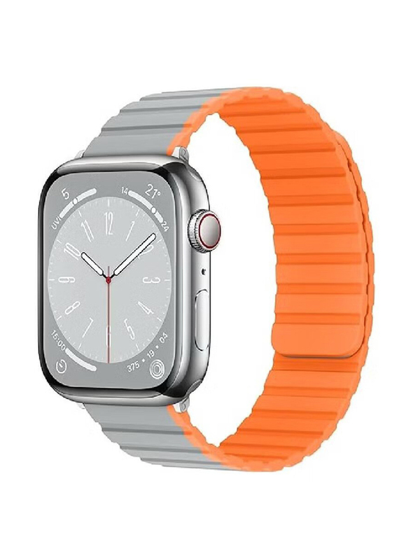 Gennext Stylish Comfortable Silicone Magnetic Replacement Band for Apple IWatch Series SE/9/8/7/6/5/4 Sizes 49mm 45mm 44mm 42mm, Grey