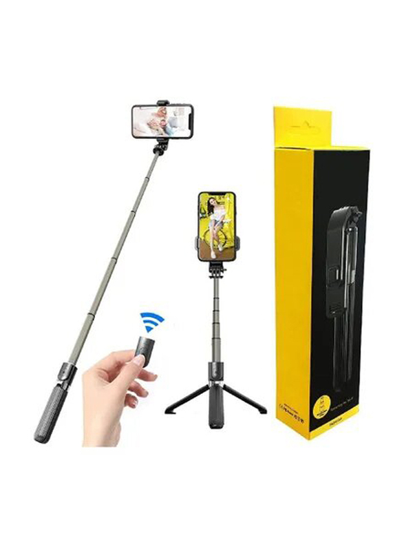 33-inch Portable Aluminum Alloy Selfie Stick + Tripod Stand with Wireless Remote for iPhone & Smartphones, Black