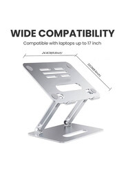 Gennext Foldable Laptop Stand for Desk Mione Adjustable Height Ergonomic Computer Stand for MacBook Air Pro Notebooks Laptops, Silver