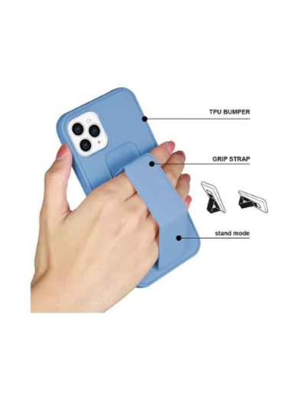 Zoomee Apple iPhone 13 Pro Mobile Phone Case Cover with Magnetic Foldable Back Stand & Finger Strap, Blue