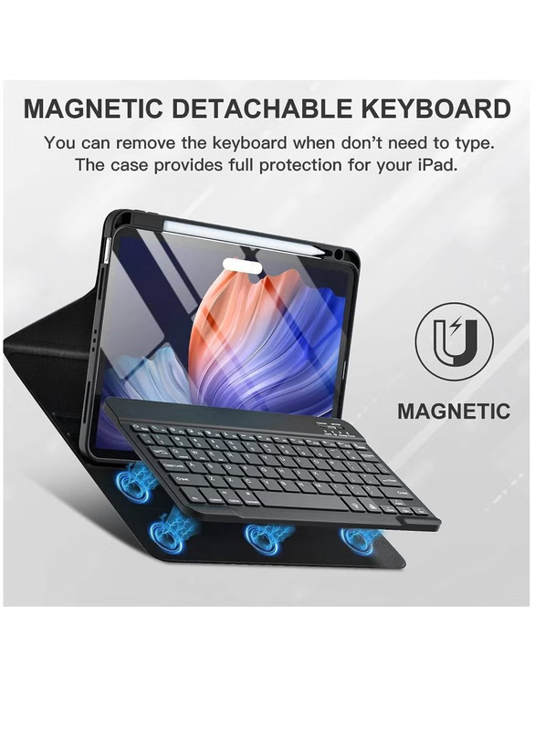 Gennext Detachable Wireless Bluetooth Trackpad Keyboard for iPad Air 5 Generation, Black