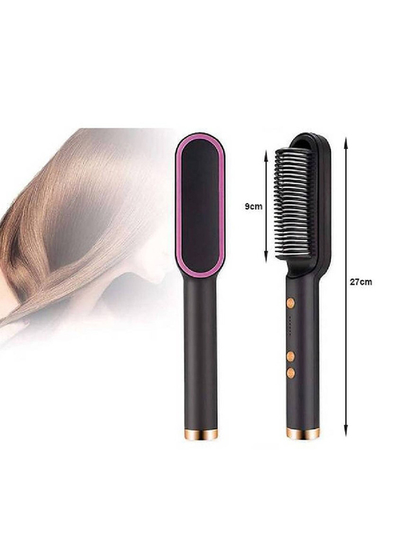 Gennext Electric Ceramic Hair Straightening Comb, Black/Pink