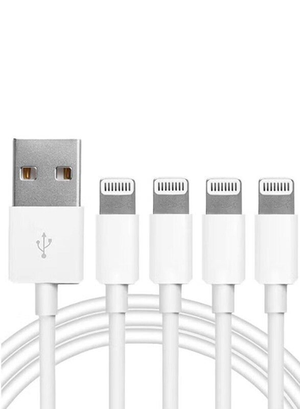 

Gennext One Size Lightning 4-Pack Original Charging Cable Cord, Lightning to USB Type-A, MFi Certified for Apple Devices, White