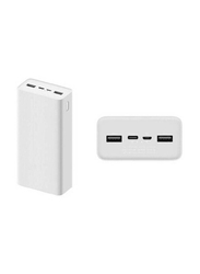 30000mAh Fast Charging Power Bank V3 with USB-C and Micro-USB Input, 18W, White