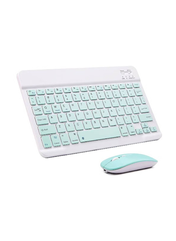 Gennext Ultra-Slim Bluetooth Keyboard and Mouse Combo Rechargeable Portable Wireless English Keyboard Mouse Set, Green