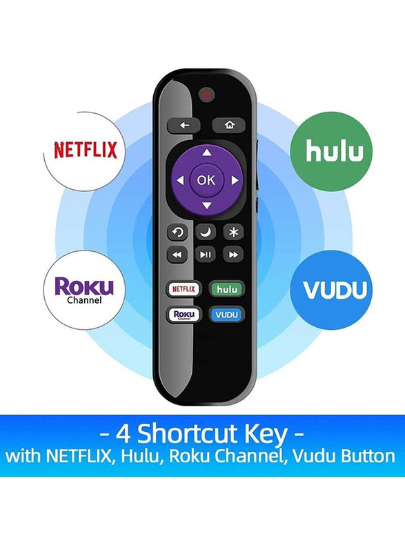 Gennext Replacement Remote Control Compatible for All Onn Roku Smart TV 24" 32" 40" 43" 50" 55" 58" 65" 70", Black