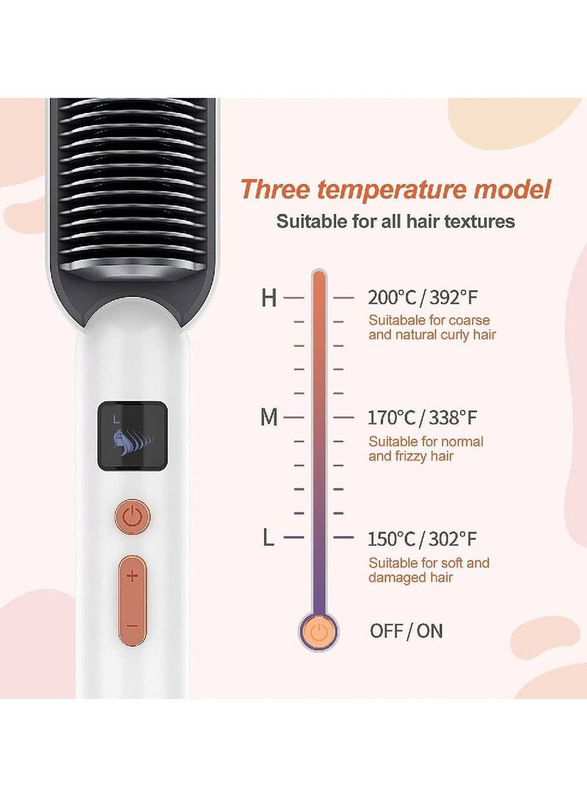 Gennext Straightening Stick with Built-in Comb with Multifunctional Styling, Adjustable Temperature and Anti-Scalding, Fast and Uniform Heating, White