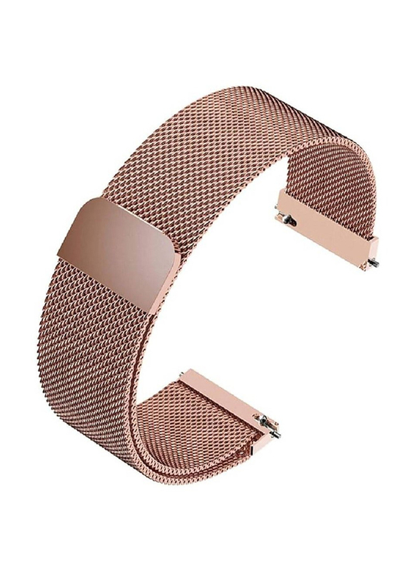 Gennext Adjustable Stainless Steel Mesh Replacement Watch Strap for Women Watches 22mm, Rose Gold