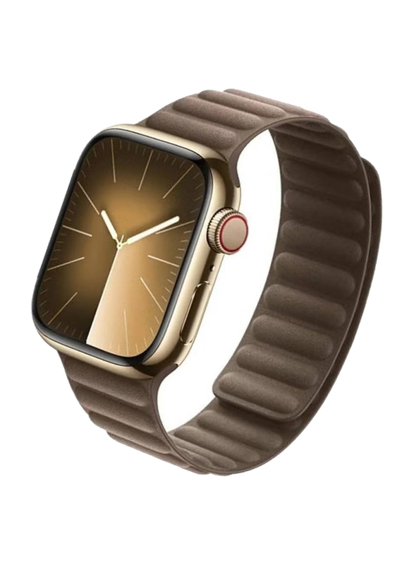 Nylon Link Magnetic Band for Apple Watch Series Ultra 2/9/8 Ultra/8/7/6/5/4/3/SE 45mm 44mm 42mm, Brown