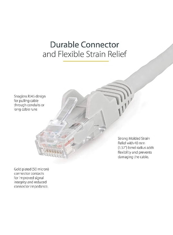 Gennext 50-Meters Full Copper Cat 6 Gigabit Ethernet Cable, Cat6 Gigabit Ethernet Adapter to Ethernet for Networking Devices, White