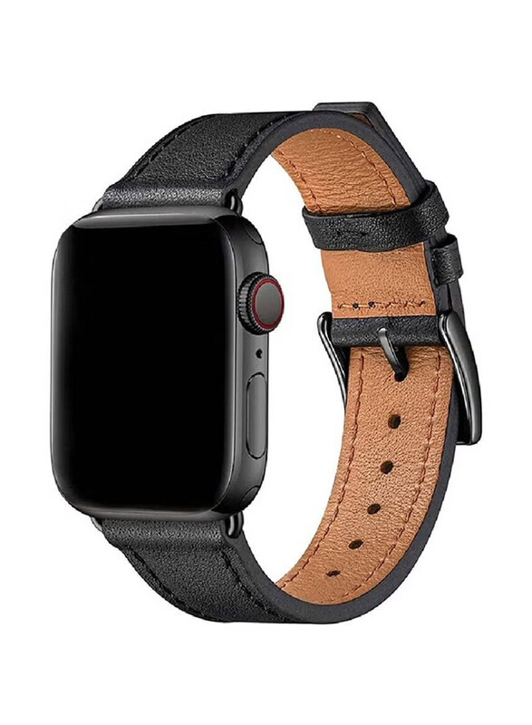 

Gennext Replacement Genuine Leather Strap for Apple iWatch Series 8/SE/7/6/5/4/3/2/1 Ultra Watch 49mm/Ultra Watch 2/45mm/44mm/42mm, Black