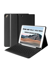 Detachable Bluetooth Keyboard 10.5" with Magnetic Case and Pencil Holder for Apple iPad 9th Generation 10.2-inch 2021, Apple iPad Air 3rd Generation, 8th/7th Gen (2020/2019), Black