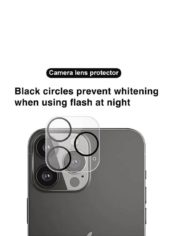 Apple iPhone 14 Pro Max Premium Full Coverage Tempered Glass Camera Lens Protector, 2 Pieces, Clear/Black