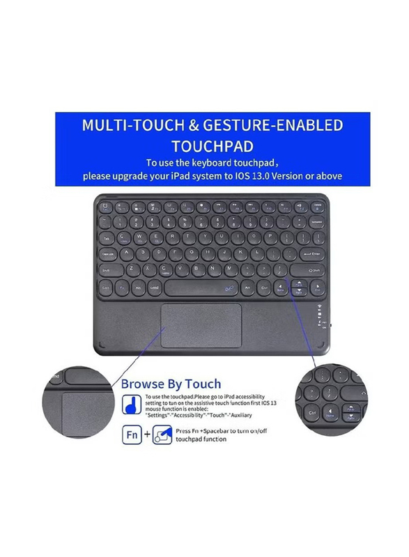 Gennext Magnetically Detachable Wireless Keyboard English Case Cover with Touchpad for Apple iPad 10.2 9th Generation 2021/8th Gen 2020/7th Gen 2019, Black