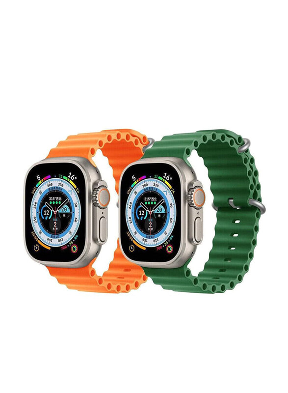 

Gennext Soft and Breathable Nylon G-hook Loop Buckle Watch Strap for Apple watch Ultra Series 8, 2 Piece, Orange/Green