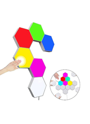 6-Piece DIY Geometry Splicing Hexagon Wall Light with Multicolour Smart LED Panels Touch-Sensitive RGB Modular Light, White