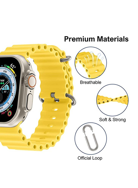 Zoomee  Silicone Slim Hollow-Out iWatch Sport Wristband with Classic Clasp for Apple Watch Band 38mm/40mm/42mm/44mm/41mm/45mm/49mm, Yellow