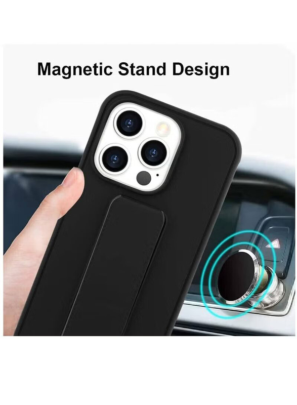 Apple iPhone 14 Pro Max Protective Shockproof Finger Grip Holder Magnetic Multi-function Mobile Phone Case Cover, Black