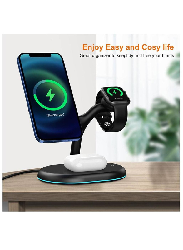 Gennext 3-in-1 Wireless Charger Dock Station, Black