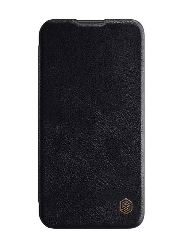 Nillkin Apple iPhone 13 Premium Leather Flip Durable Shockproof Wallet with Card Holder Mobile Phone Case Cover, Black