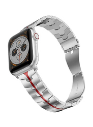 Gennext Stainless Steel Metal Replacement Band for Apple Watch Ultra Series 8 49mm, Silver/Red