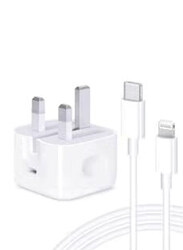 Gennext 20W Charger USB C Plug Fast Charger with USB C to Lightning Cable for Apple Device, White