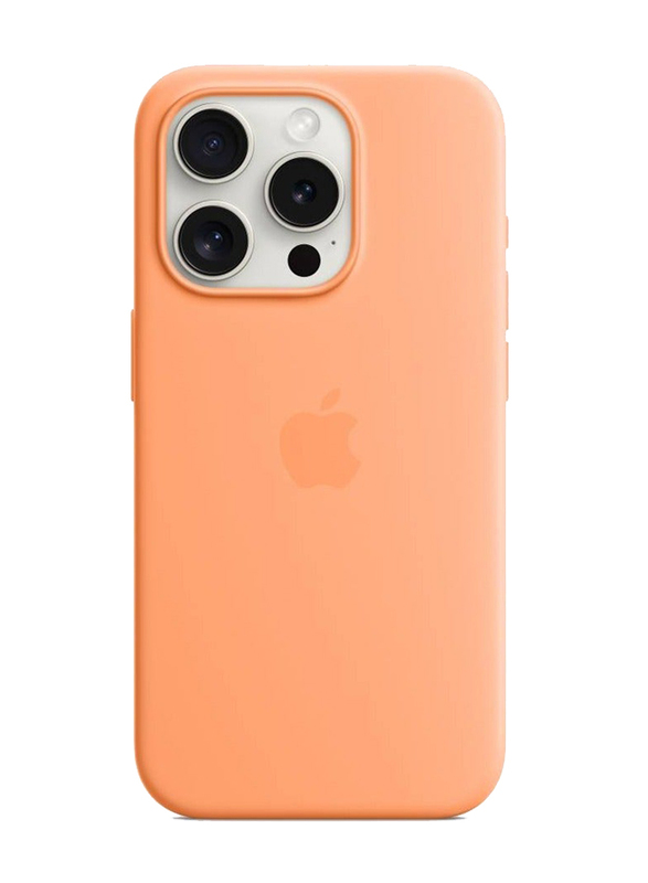 Gennext Apple iPhone 15 Pro Max Slim Liquid Silicone Shockproof Protective Anti-Scratch Microfiber Mobile Phone Case Cover, Orange