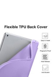 Gennext Apple iPad 10.2-inch 8th/7th Generation 2020 Soft TPU Protective Full Body Protection Smart Folio Tablet Case Cover with Pencil Holder, Lavender